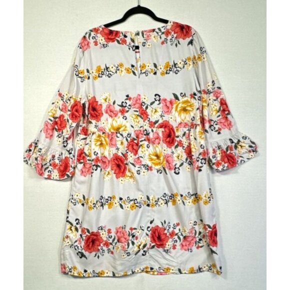Old Navy Womens Floral Shirt Dress Size Large Gray Floral Ruffle Sleeves - Picture 13 of 16